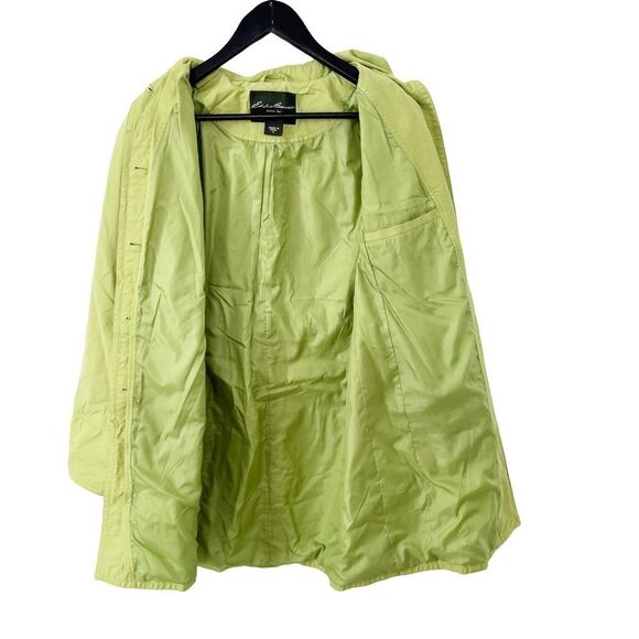 Eddie Bauer Lime Green Lined Button Down Rain Jacket Trench Coat - Picture 2 of 11